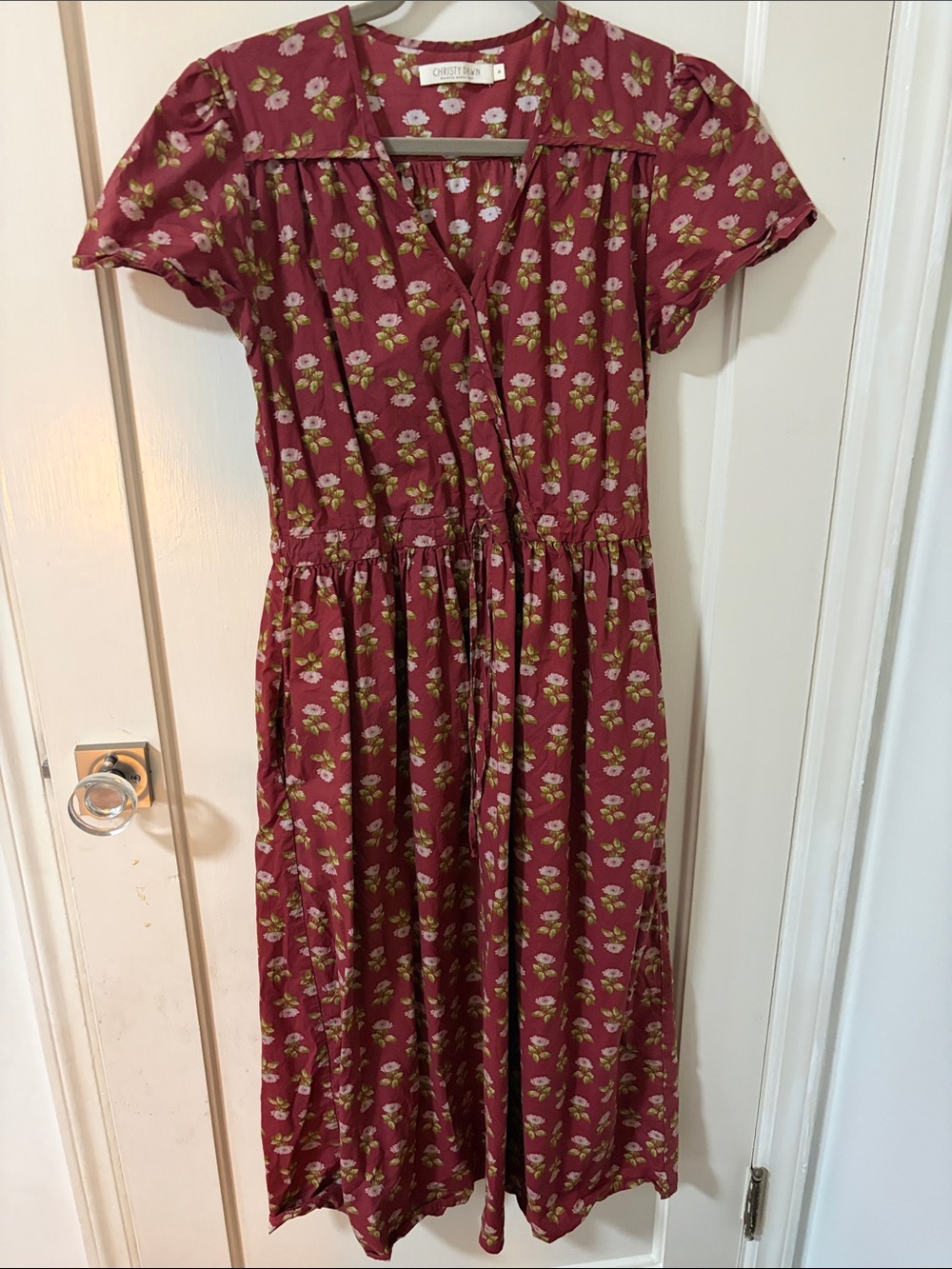 Christy Dawn Simple Dawn Dress in Antique Lotus Red, size M